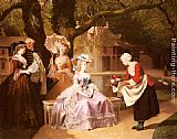 Madame Canvas Paintings - Marie Antoinette and Louis XVI in the Garden of the Tuileries with Madame Lambale